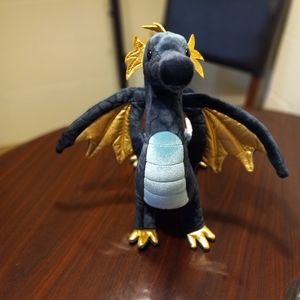 Douglas Aragon Navy Dragon Plush Toy Stuffed Animal 16” Fantasy Wings Blue Gold